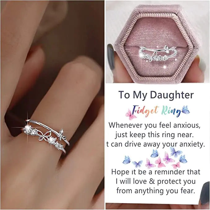 Ladies' Dual Layer Butterfly Gem Ring