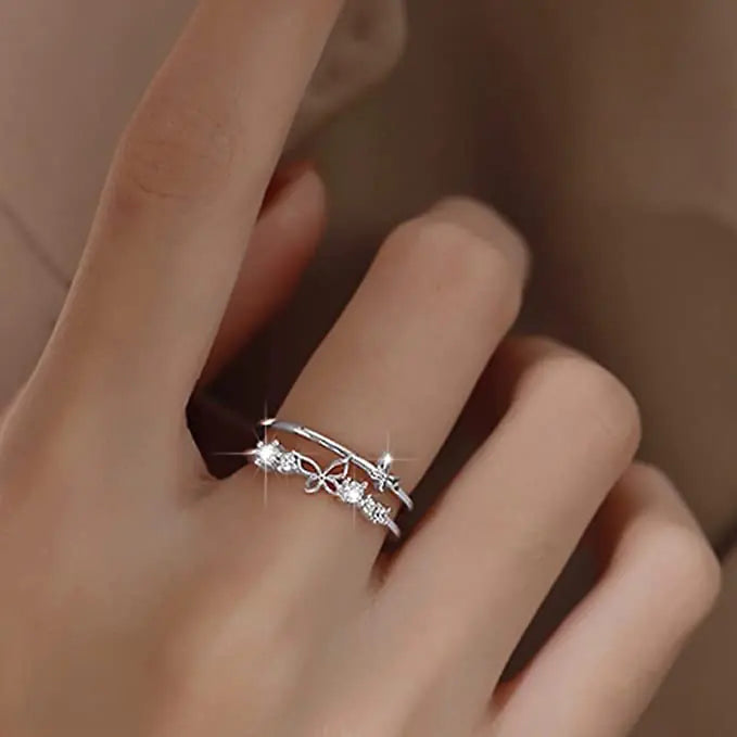 Ladies' Dual Layer Butterfly Gem Ring