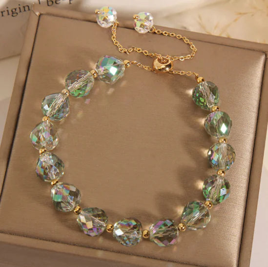 Elegant Crystal Woven Charm Bracelet