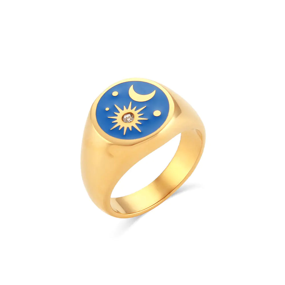 Celestial Diamond Moon Star Ring