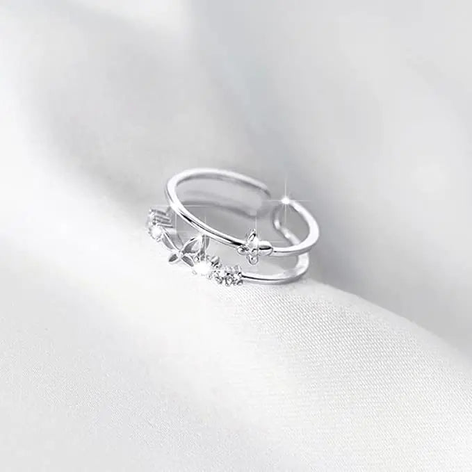 Ladies' Dual Layer Butterfly Gem Ring