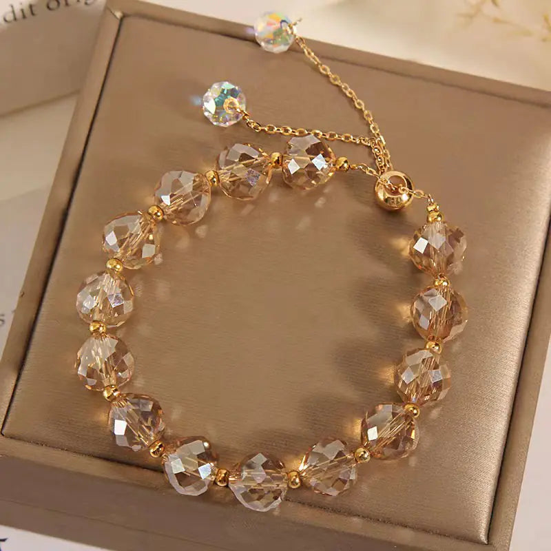 Elegant Crystal Woven Charm Bracelet