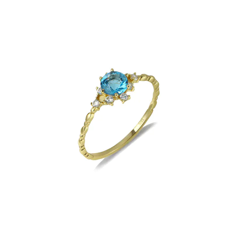 S925 Blue Topaz Zircon Elegance Ring