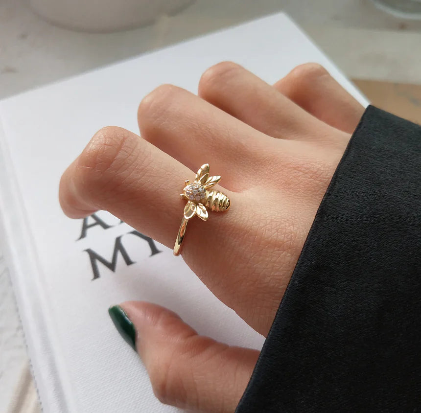 Sterling Silver Bee Charm Ring