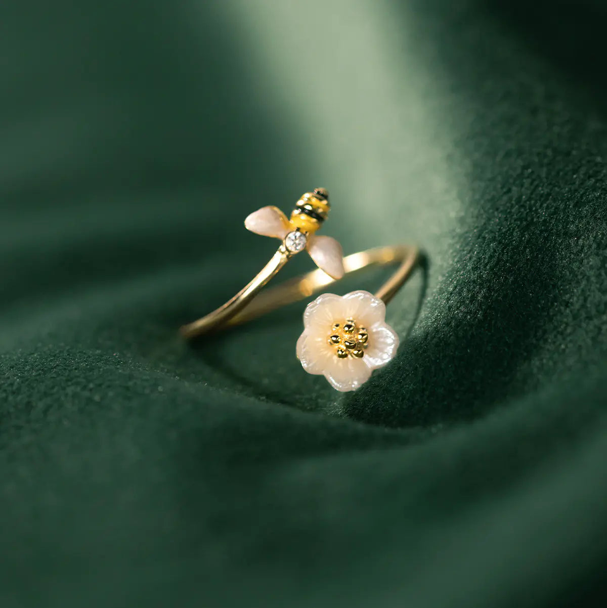 Sterling Bee Charm Ring for Women