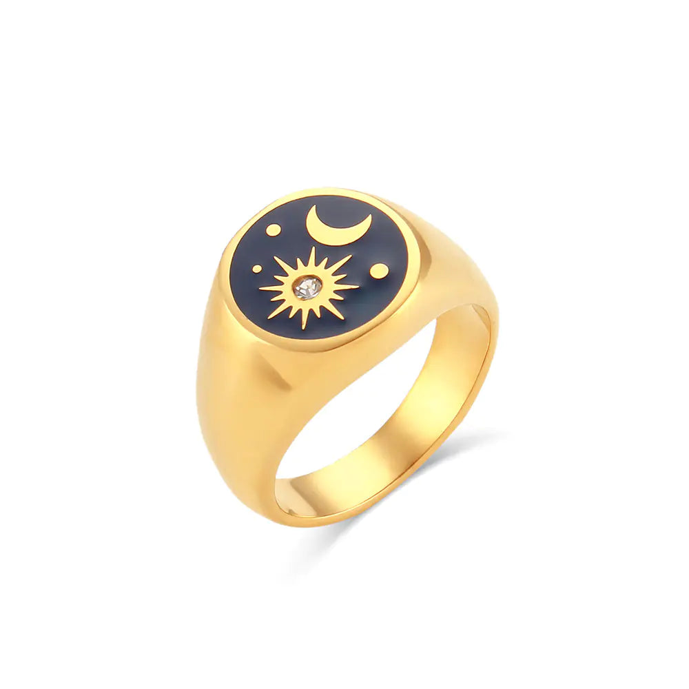 Celestial Diamond Moon Star Ring