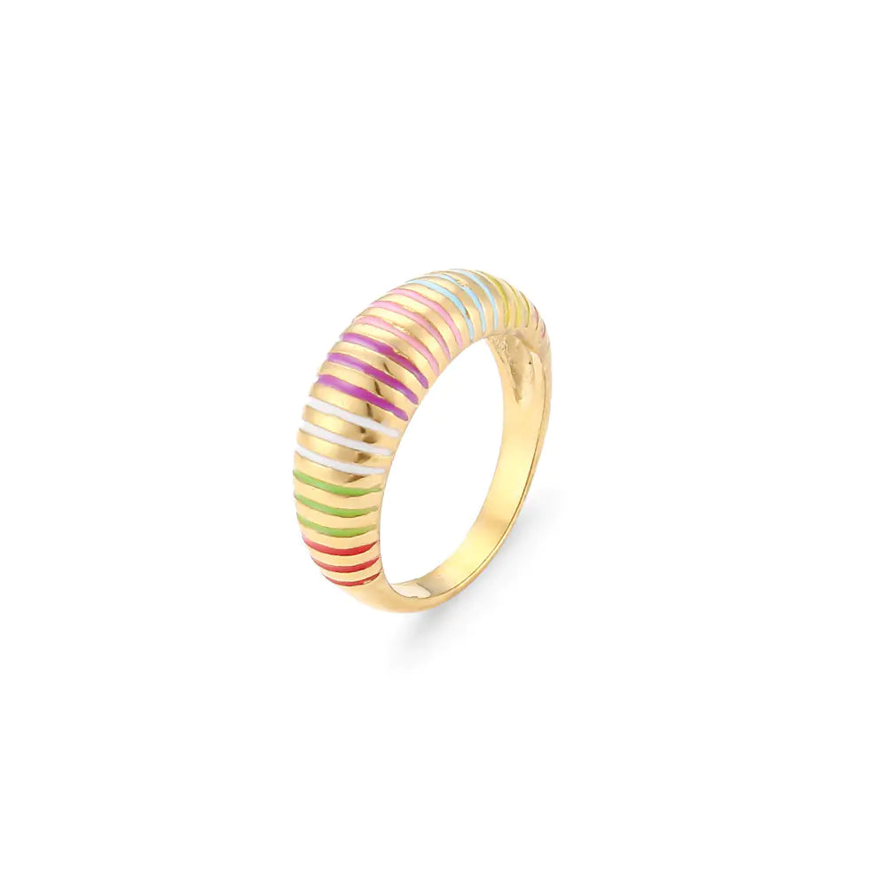 Chic Gold Pinstripe Women's Ring