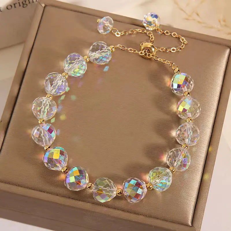 Elegant Crystal Woven Charm Bracelet