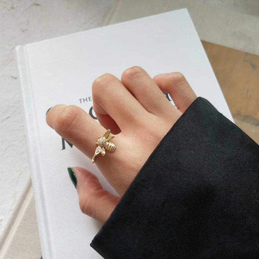 Sterling Silver Bee Charm Ring
