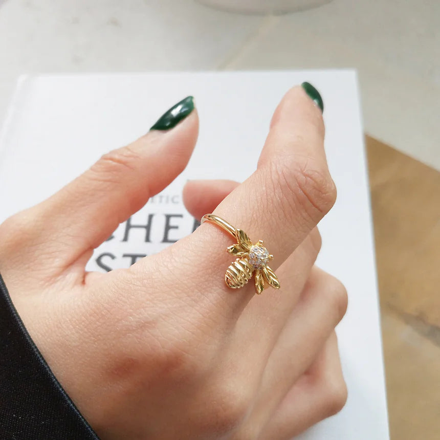 Sterling Silver Bee Charm Ring