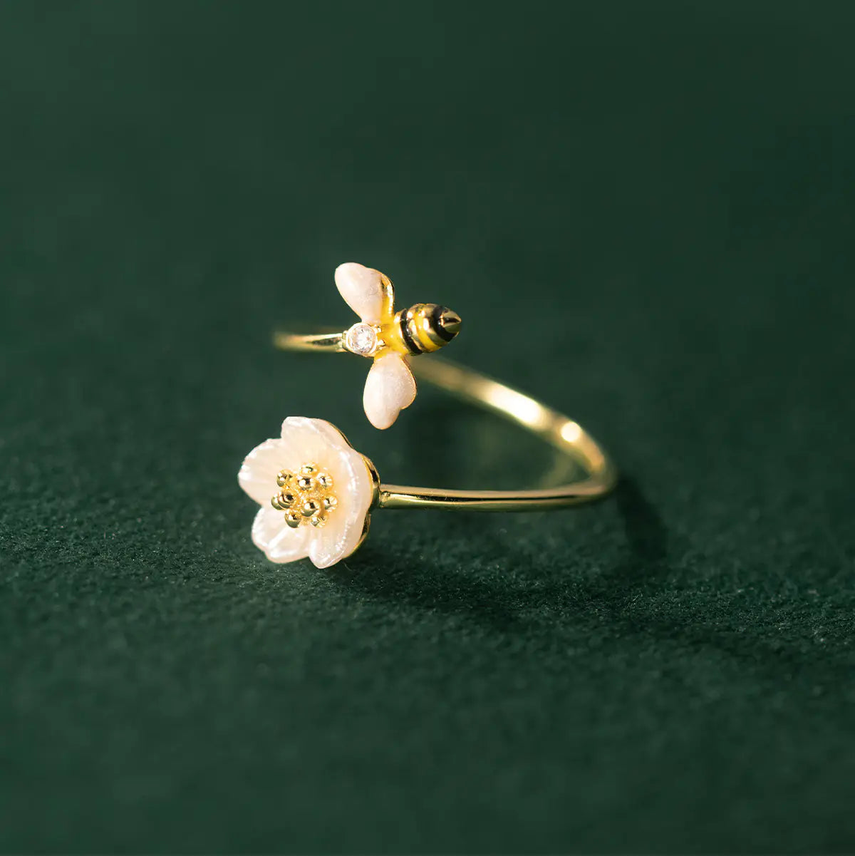 Sterling Bee Charm Ring for Women
