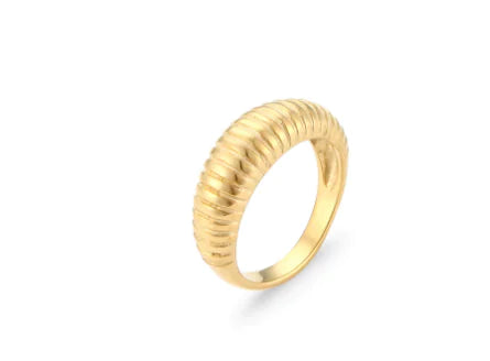 Chic Gold Pinstripe Women's Ring